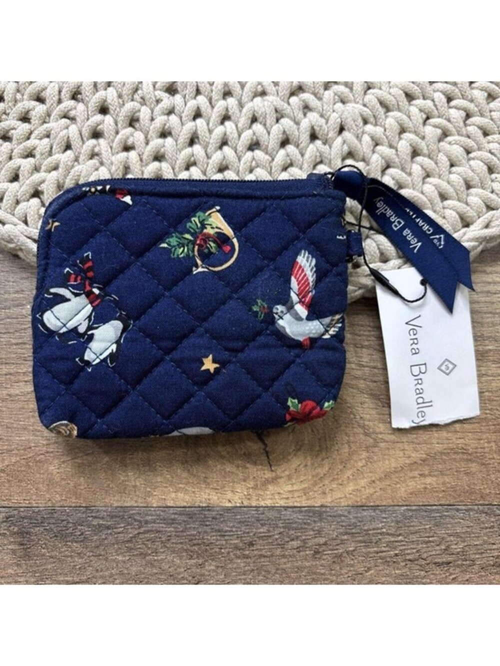 Vera Bradley Blue Snow Globe Motifs Coin Purse NEW w TAG